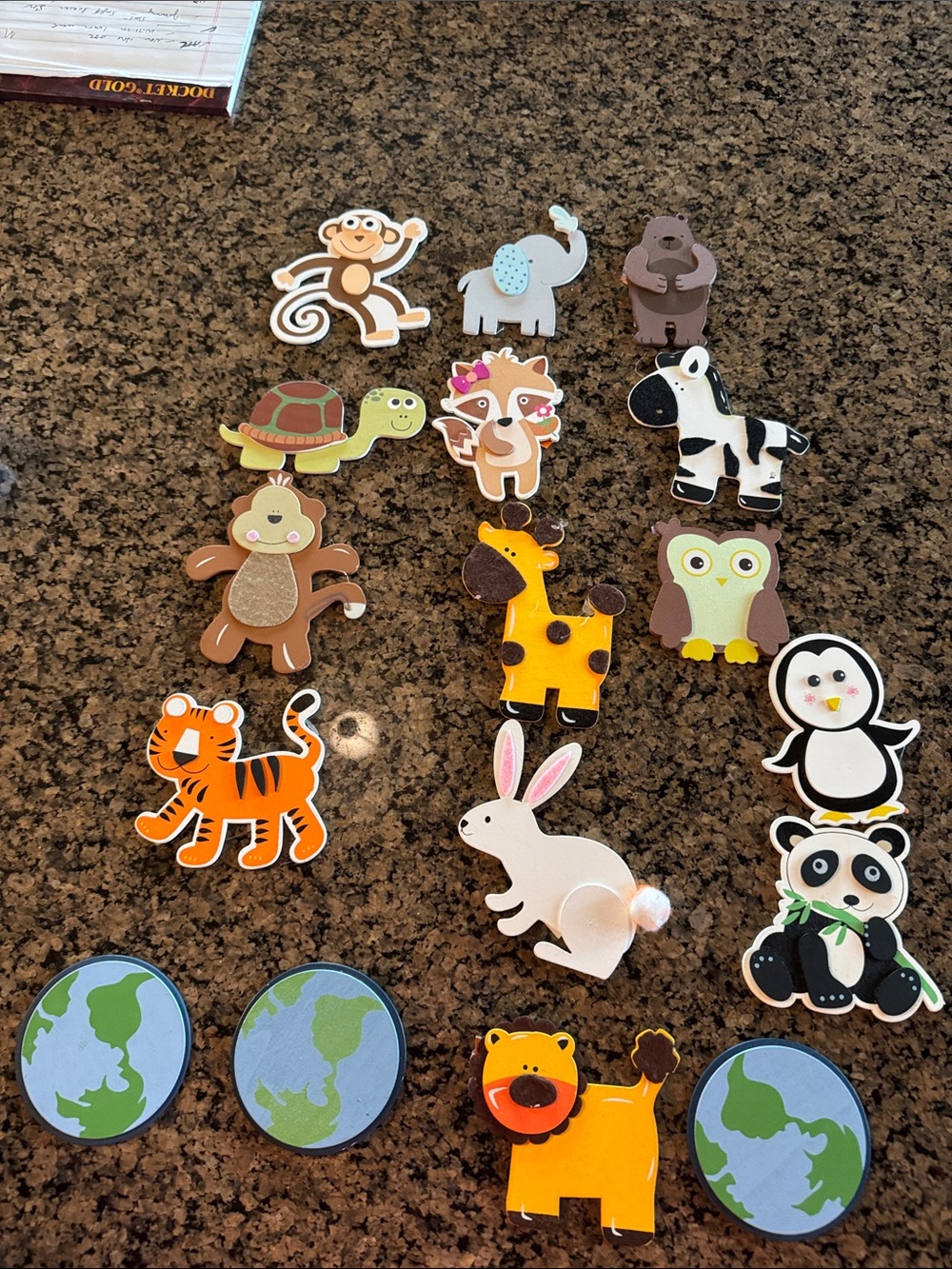 Wooden Animal Painted Shapes Set - Colorful Safari & Forest Characters 17 shapes